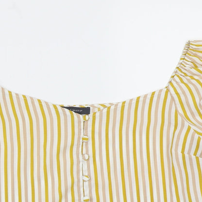 Preloved Primark Womens Yellow Striped  Basic Blouse Size 20 - Detail