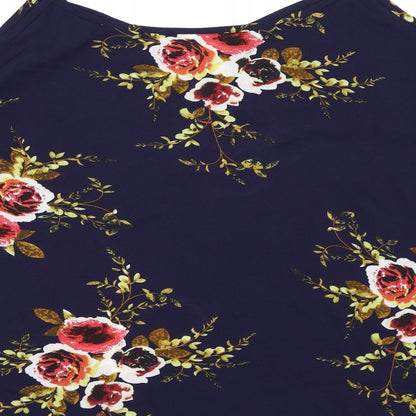 Preloved Preworn Womens Blue Floral  Basic Blouse Size 2XL - Label