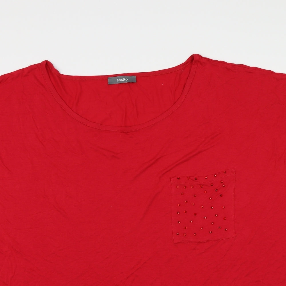 Studio Womens Red   Basic T-Shirt Size 20