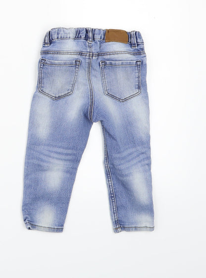 Preloved H&M Boys Blue  Denim Cargo Jeans Size 12 Months - Back