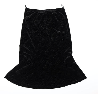 Preloved AMARANTO Womens Black  Velour Swing Skirt Size 16 - Front