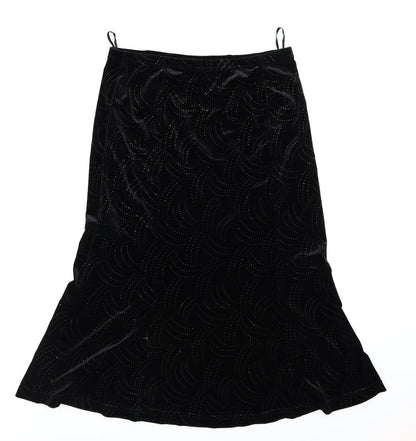 Preloved AMARANTO Womens Black  Velour Swing Skirt Size 16 - Back