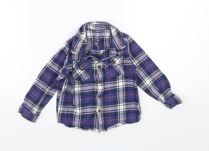 Preloved F&F Boys Blue Check  Basic Button-Up Size 12-18 Months - Front