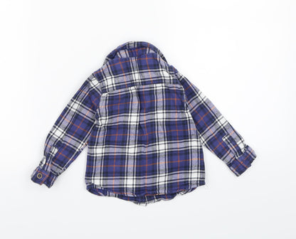 Preloved F&F Boys Blue Check  Basic Button-Up Size 12-18 Months - Back