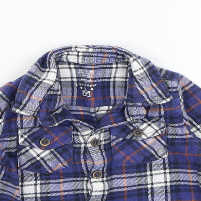 Preloved F&F Boys Blue Check  Basic Button-Up Size 12-18 Months - Detail