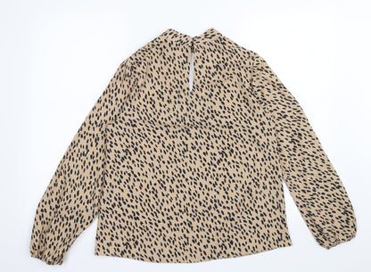 Preloved New Look Womens Beige Animal Print  Basic Blouse Size 8 - Back