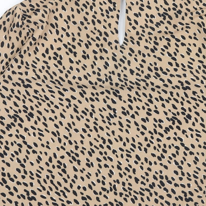Preloved New Look Womens Beige Animal Print  Basic Blouse Size 8 - Label