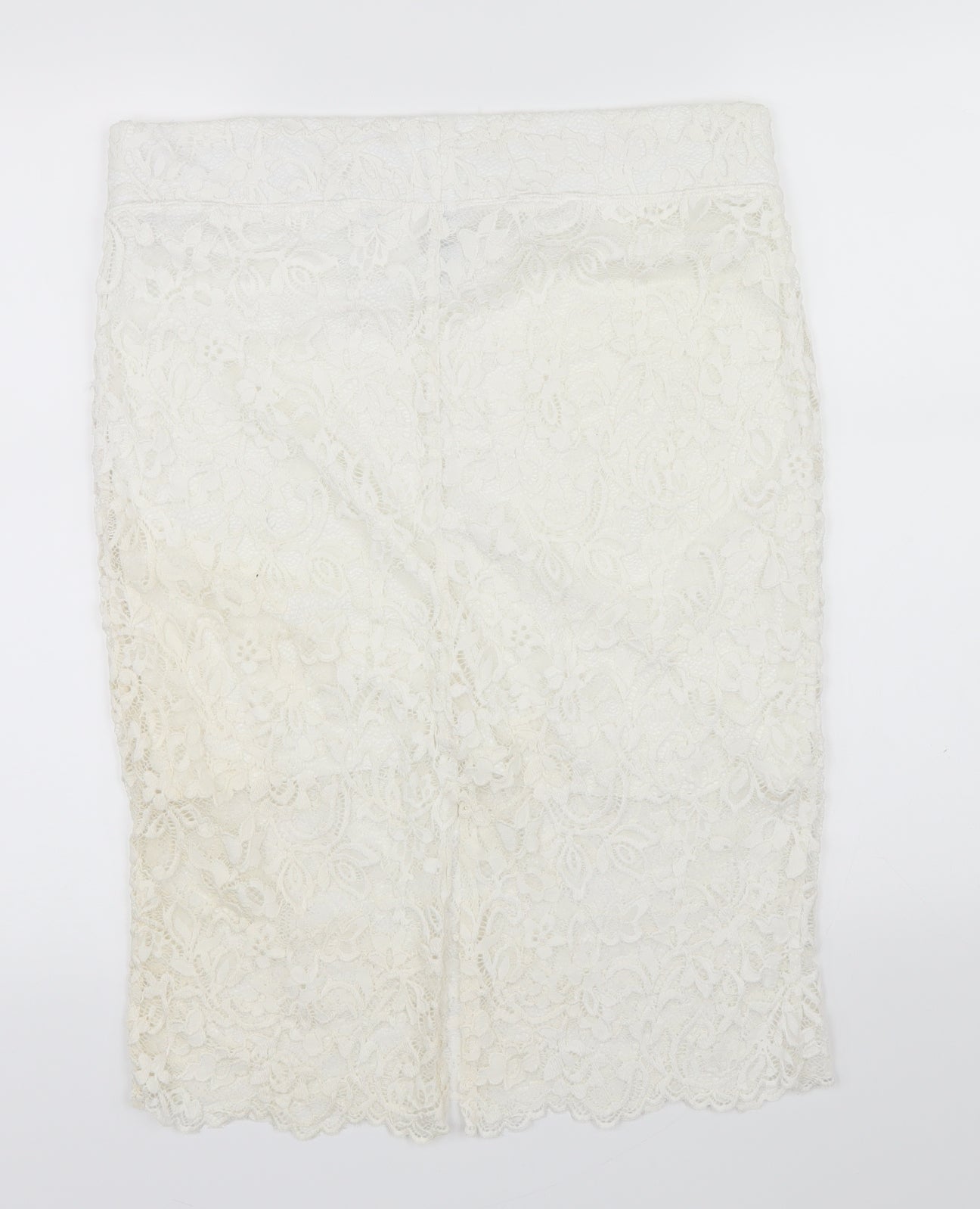 Preworn Womens White  Lace A-Line Skirt Size L