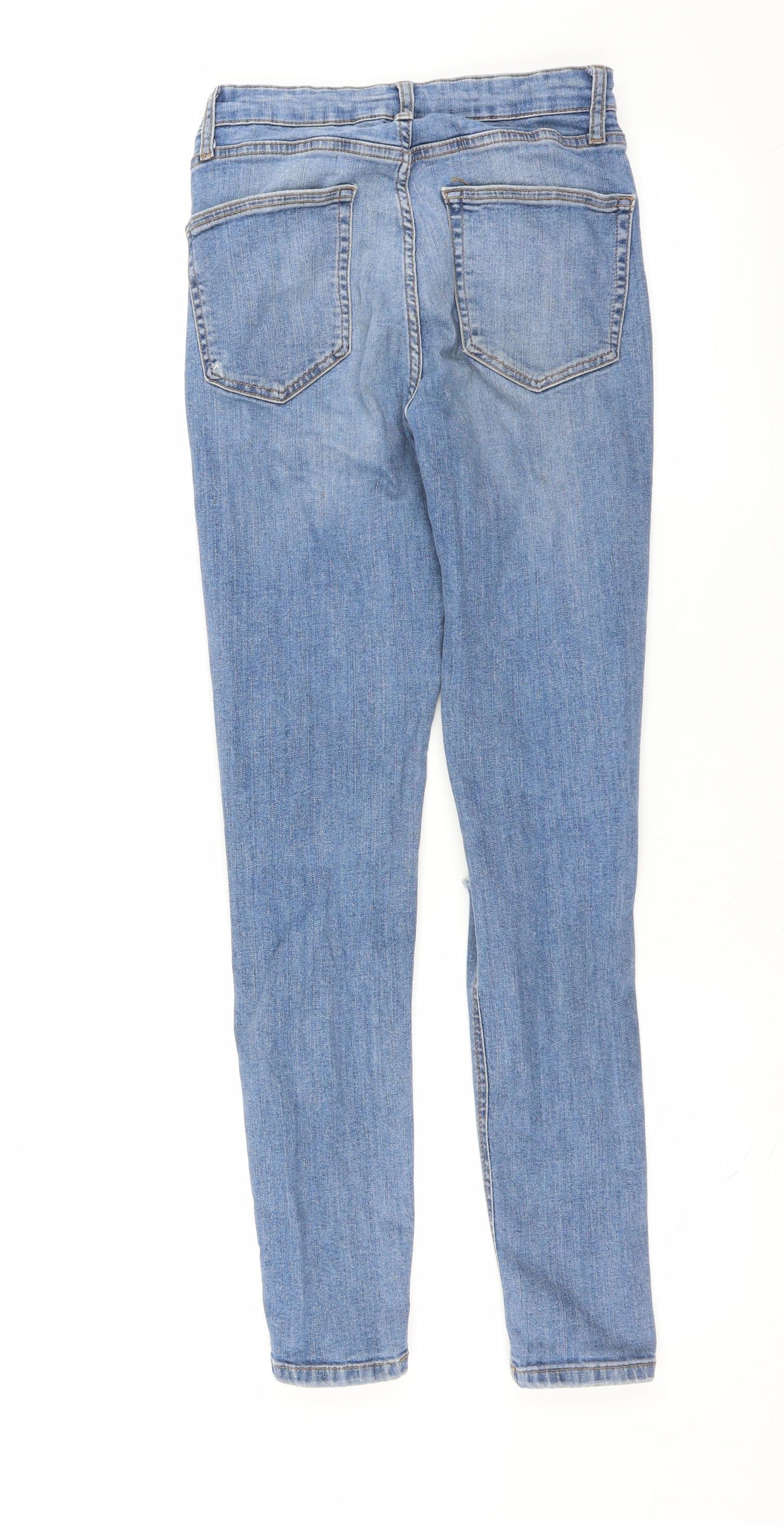 Topshop Womens Blue  Denim Skinny Jeans Size 28 in L32 in - Distressed