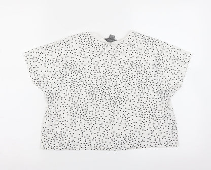 Preloved Primark Womens White Polka Dot  Basic T-Shirt Size 10  - cropped - Back