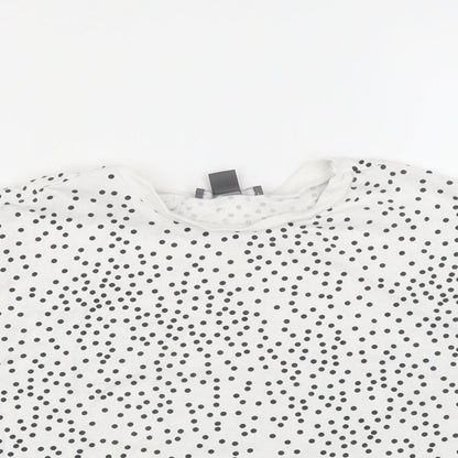 Preloved Primark Womens White Polka Dot  Basic T-Shirt Size 10  - cropped - Detail
