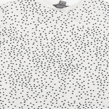Preloved Primark Womens White Polka Dot  Basic T-Shirt Size 10  - cropped - Label