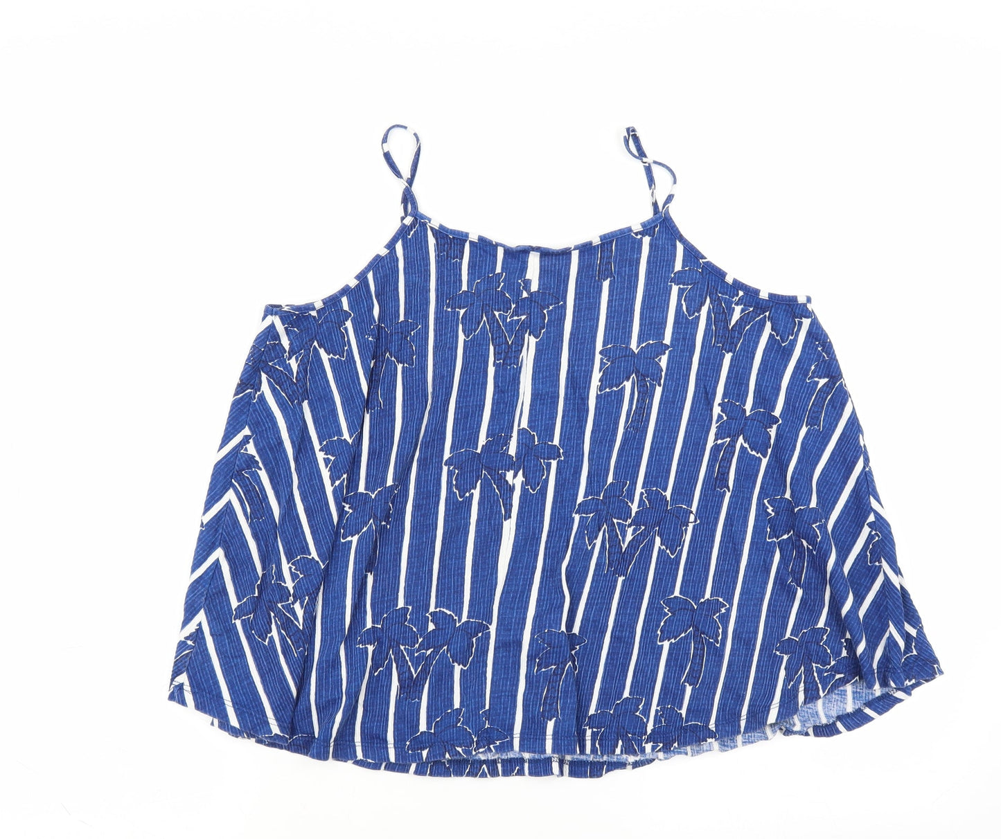 Zara Girls Blue Striped  Camisole T-Shirt Size 13-14 Years  - Palm Tree