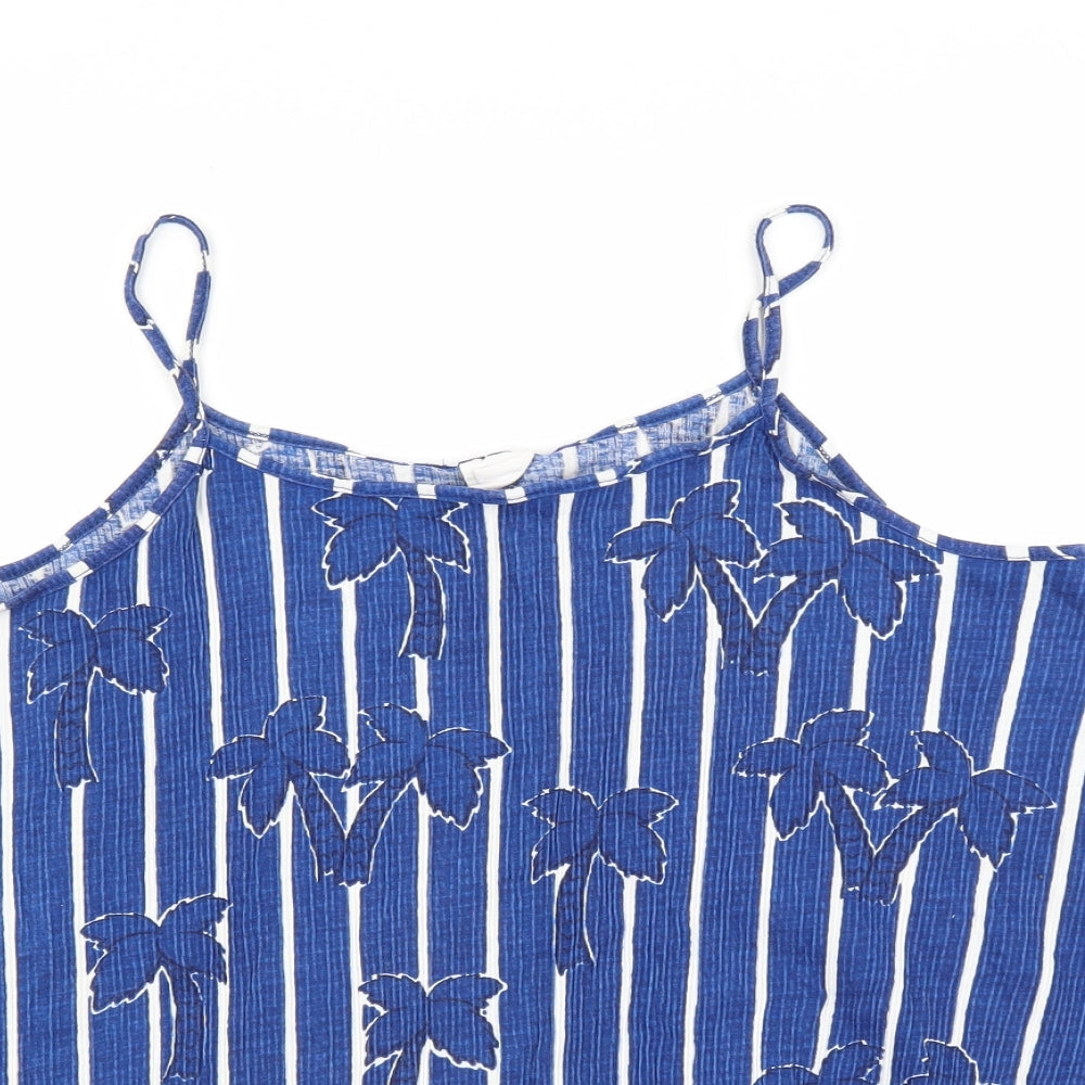 Zara Girls Blue Striped  Camisole T-Shirt Size 13-14 Years  - Palm Tree