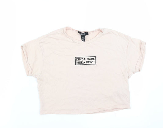 New Look Girls Pink   Cropped T-Shirt Size 10-11 Years  - kinda care kinda dont