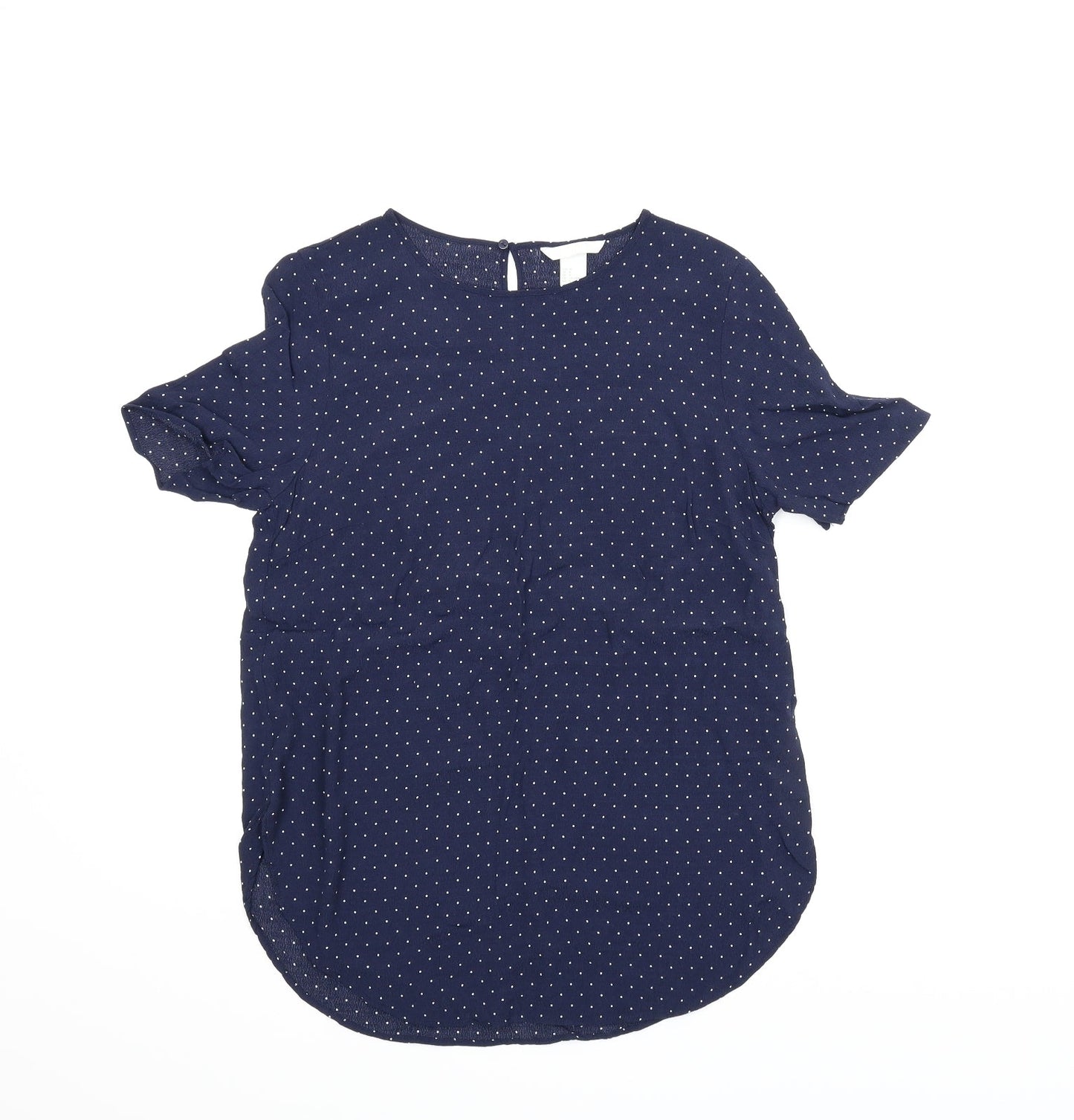 H&M Womens Blue   Basic Blouse Size 8  - Dotted
