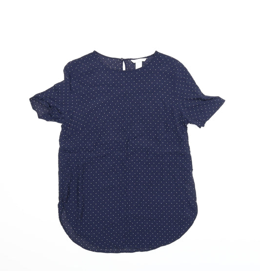 H&M Womens Blue   Basic Blouse Size 8  - Dotted