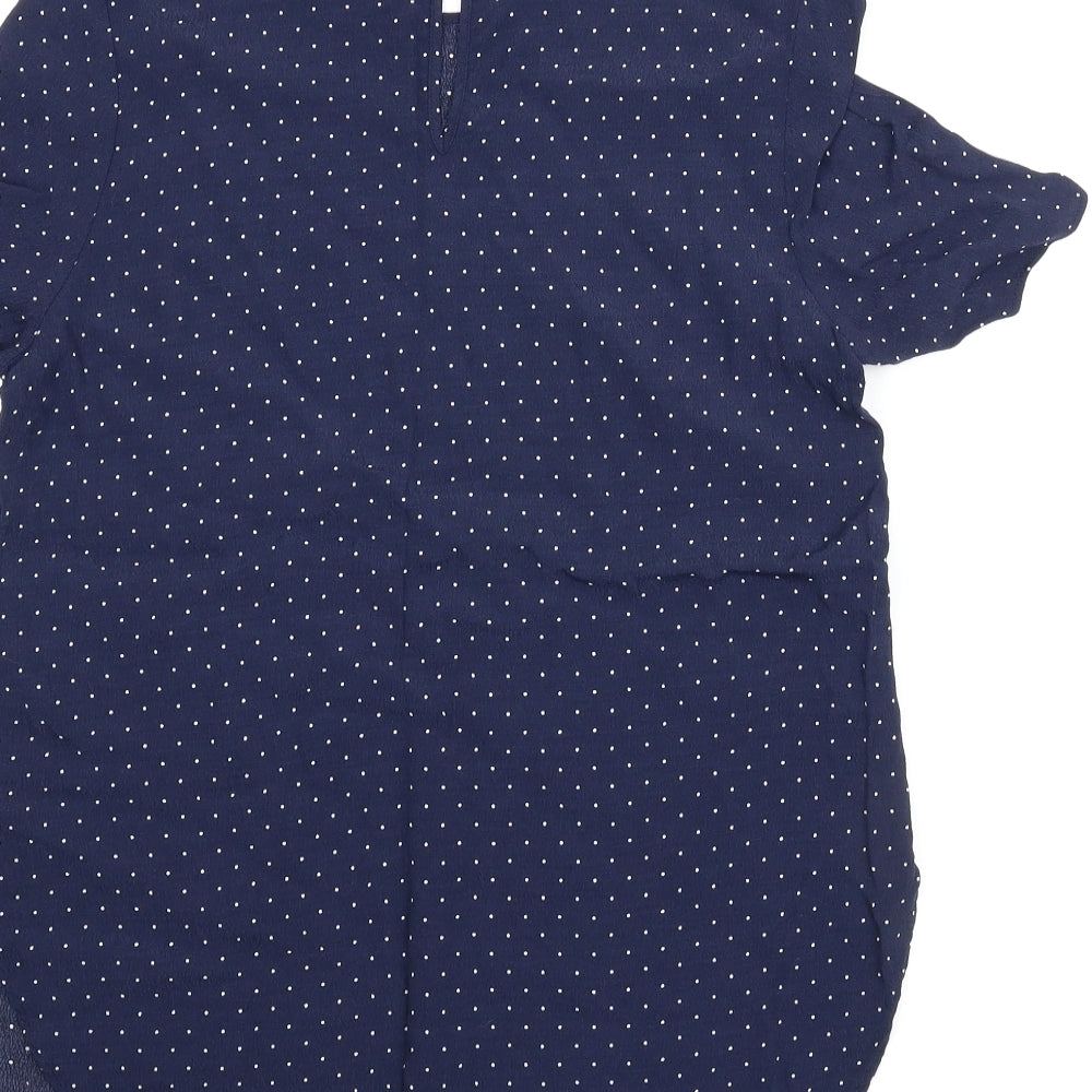 H&M Womens Blue   Basic Blouse Size 8  - Dotted