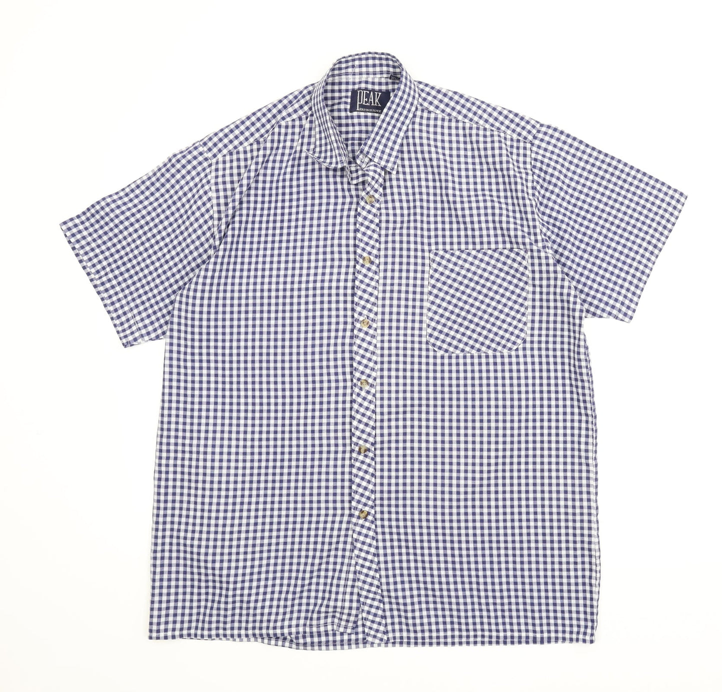 Peak Performance Mens Blue Check   Button-Up Size L