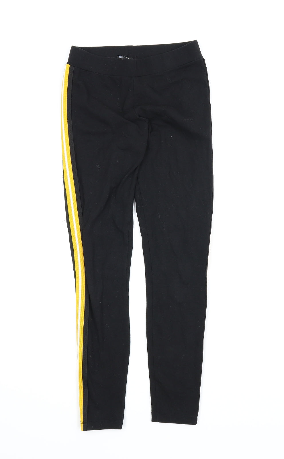 New Look Womens Black Striped  Capri Leggings Size 8 L24 in
