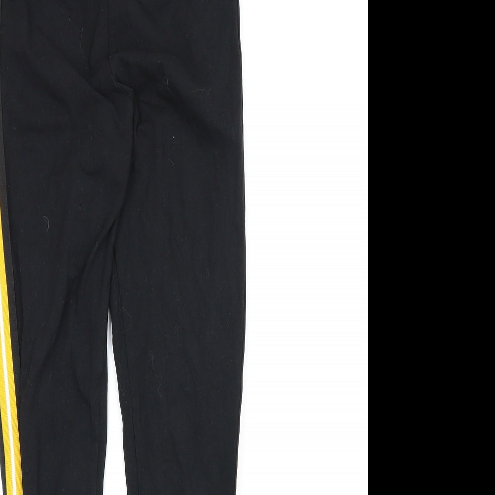 New Look Womens Black Striped  Capri Leggings Size 8 L24 in