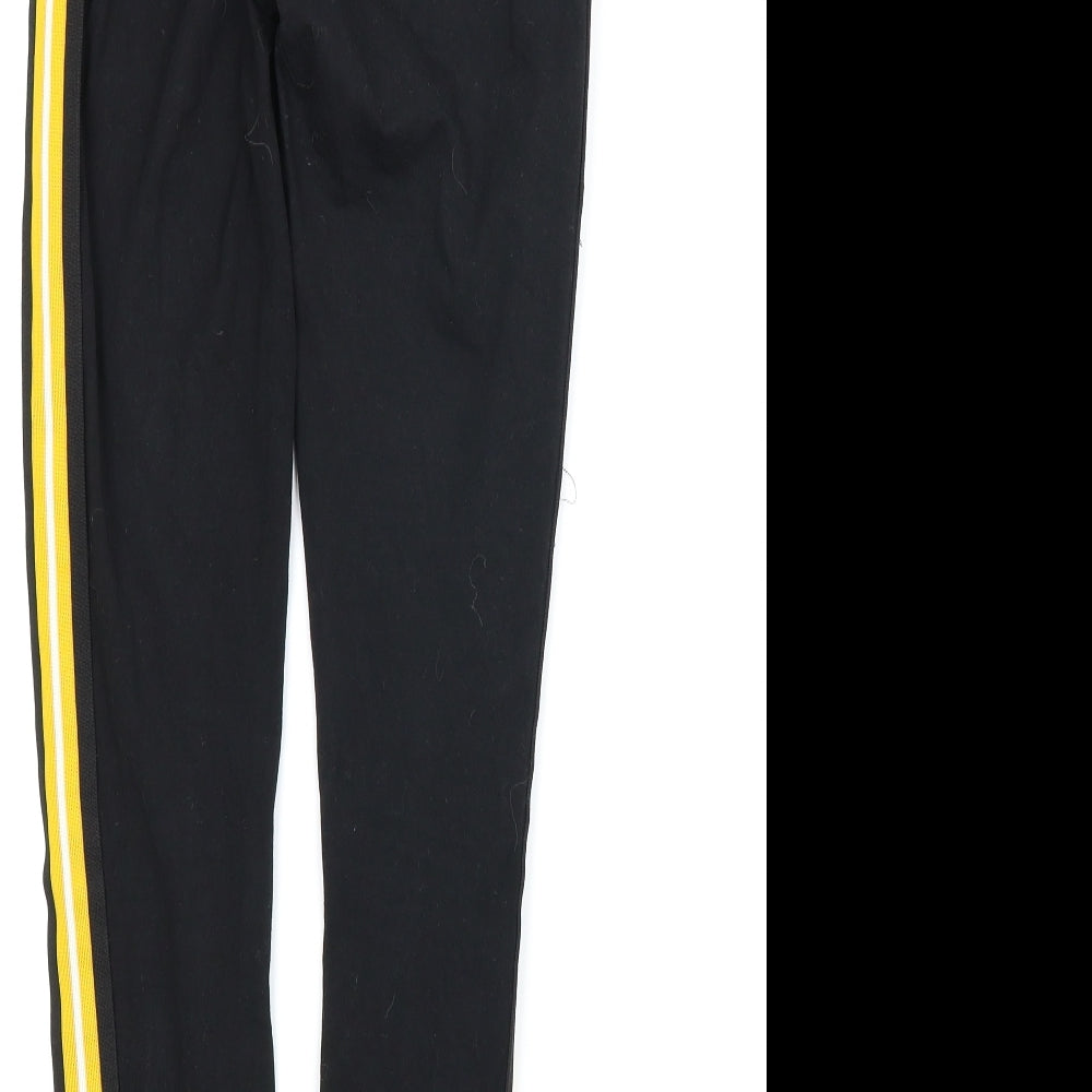 New Look Womens Black Striped  Capri Leggings Size 8 L24 in