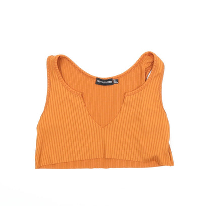 Preloved PRETTYLITTLETHING Womens Orange   Cropped Tank Size 6 - Front