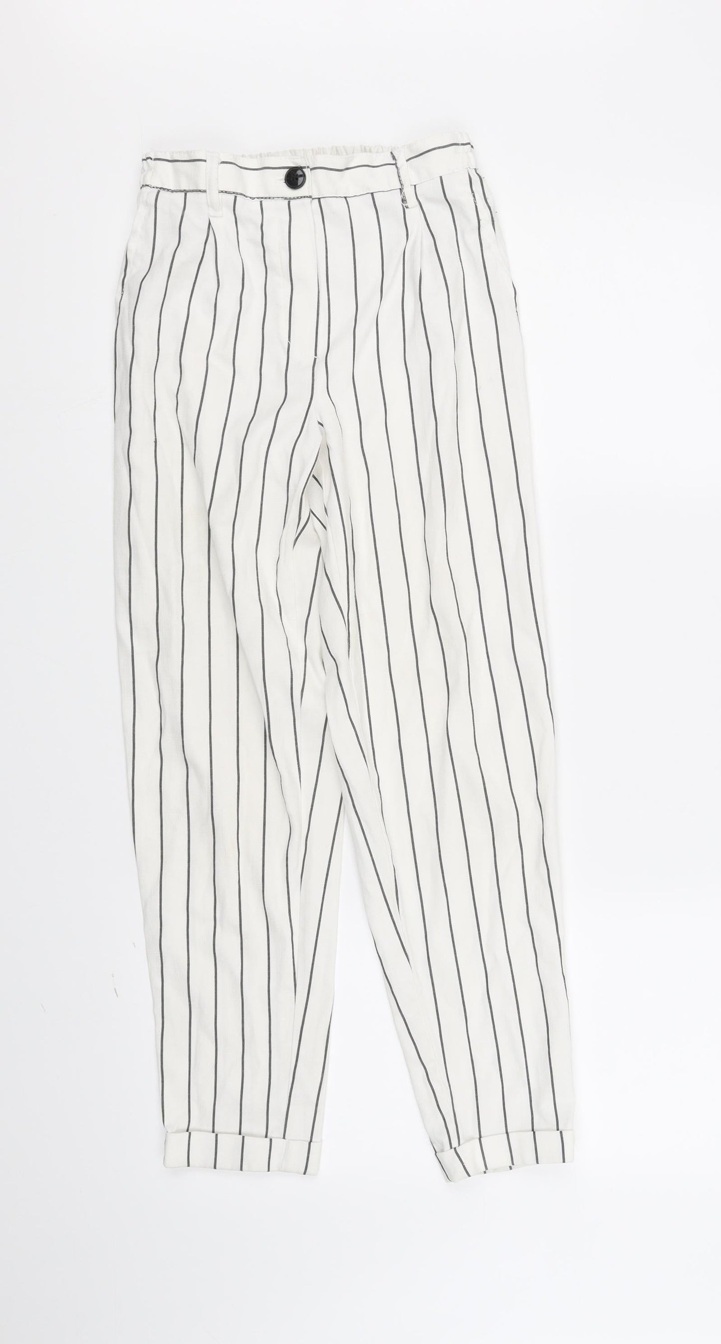 Berksha Womens White Striped  Jogger Trousers Size XS L27 in