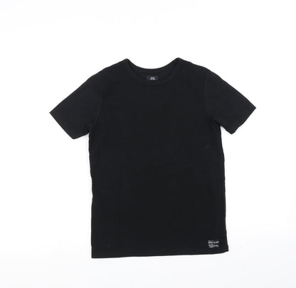 Preloved River Island Girls Black   Basic T-Shirt Size 7-8 Years - Front