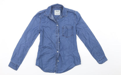 Preloved deniem & co Womens Blue   Basic Button-Up Size 6 - Front