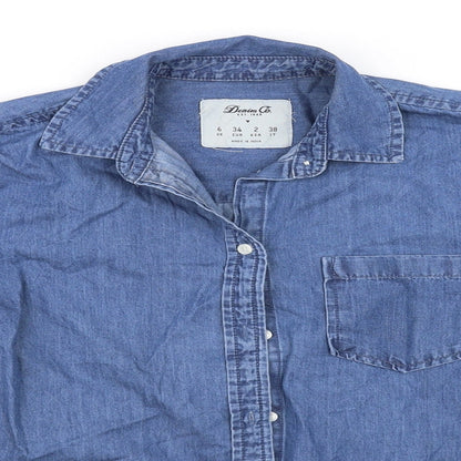 Preloved deniem & co Womens Blue   Basic Button-Up Size 6 - Detail