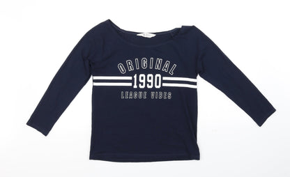 Preloved H&M Girls Blue   Basic T-Shirt Size 13-14 Years - Front