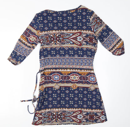 Back view of Papaya women’s blue a-line, size UK 8