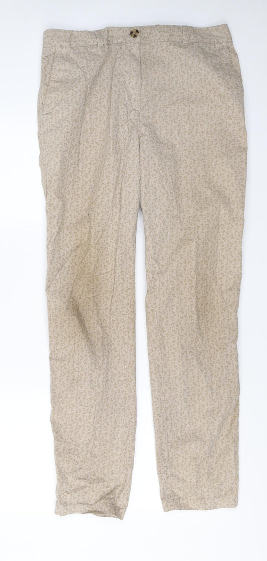 Marks and Spencer  Womens Beige Animal Print  Trousers  Size 12 L27 in