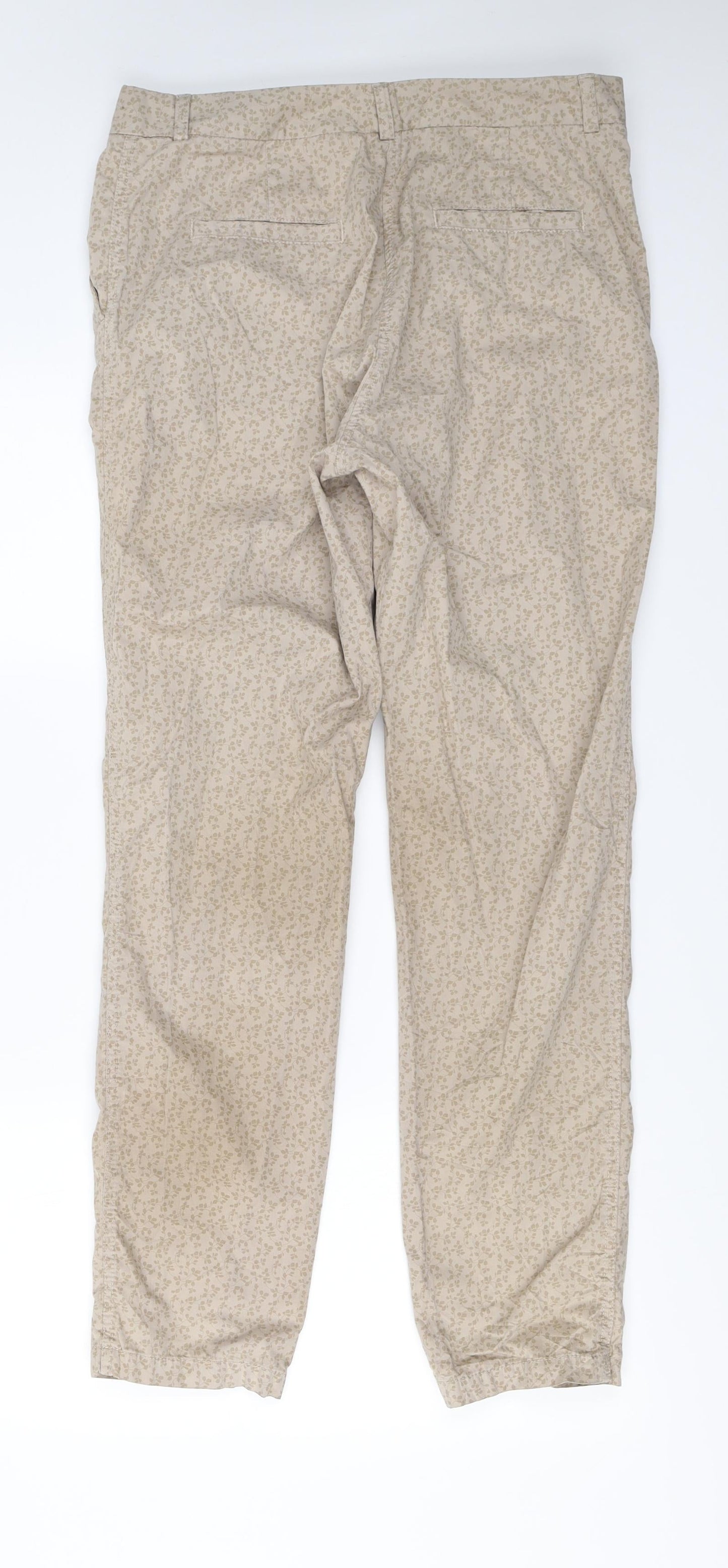 Marks and Spencer  Womens Beige Animal Print  Trousers  Size 12 L27 in