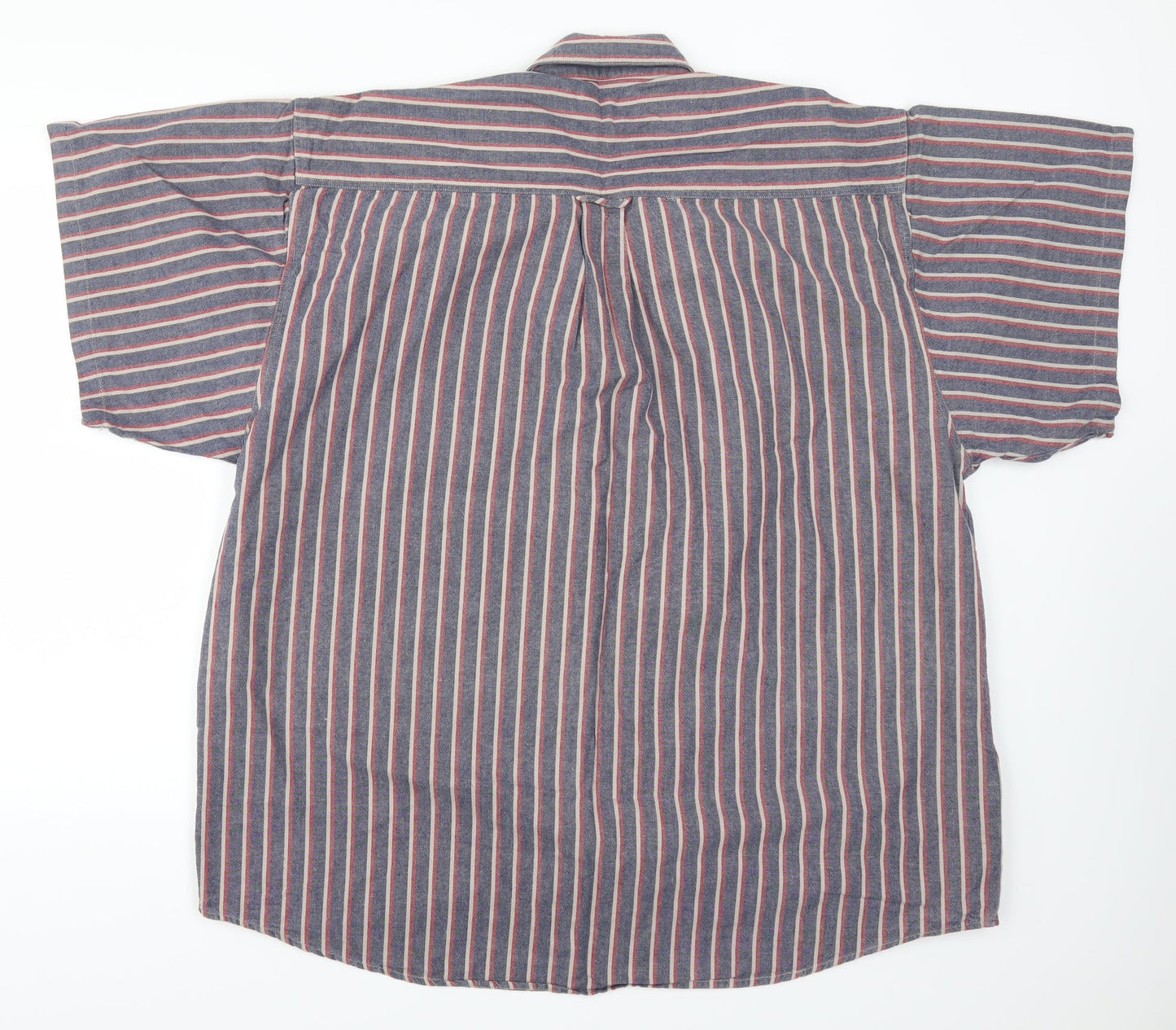 Burtons Mens Blue Striped   Button-Up Size XL  - Red