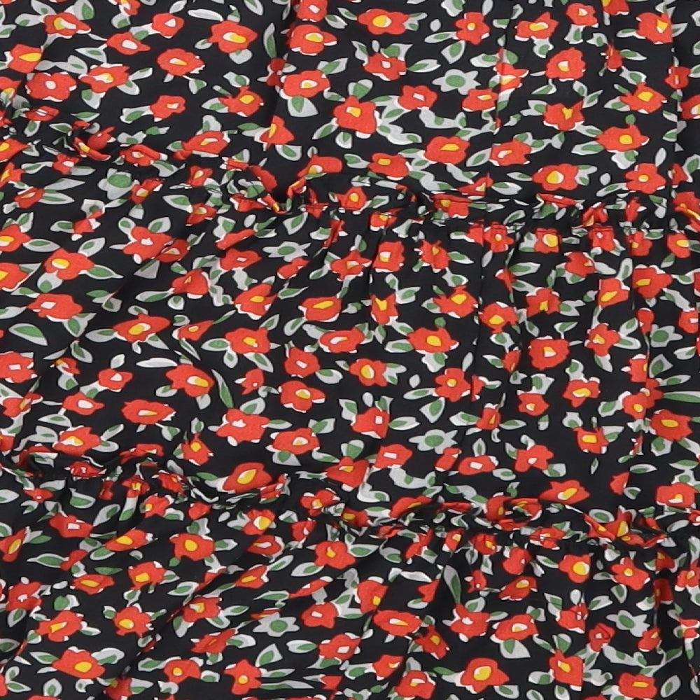 SheIn Womens Red Floral  Skater Skirt Size S