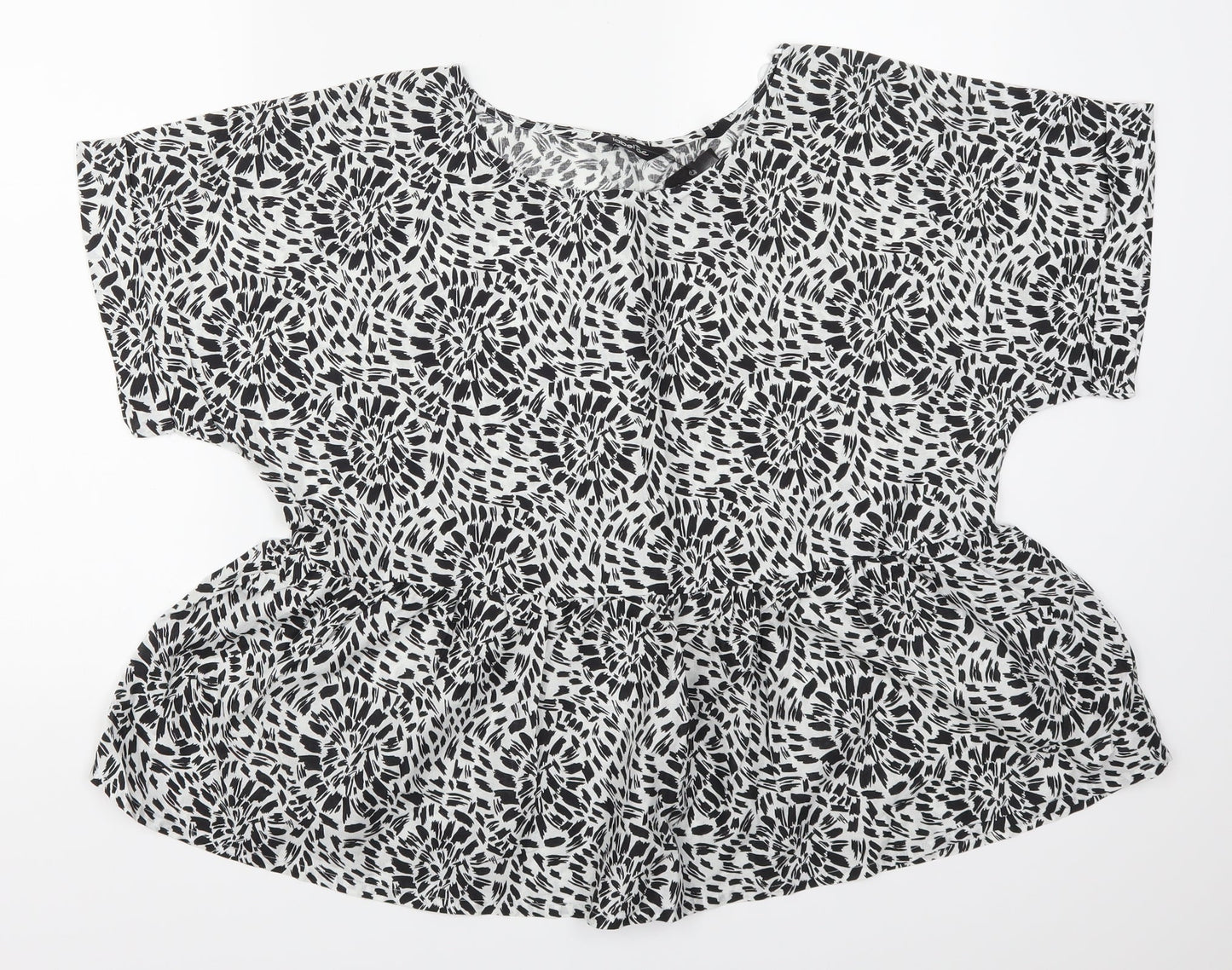 Label Be Womens Grey Geometric  Basic T-Shirt Size 14