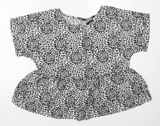 Label Be Womens Grey Geometric  Basic T-Shirt Size 14