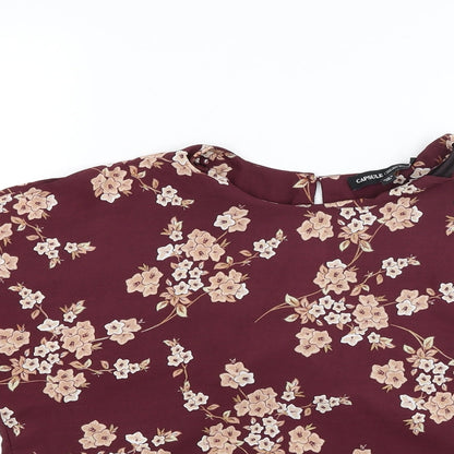 Preloved Capsule Womens Red Floral  Basic Blouse Size 10 - Detail