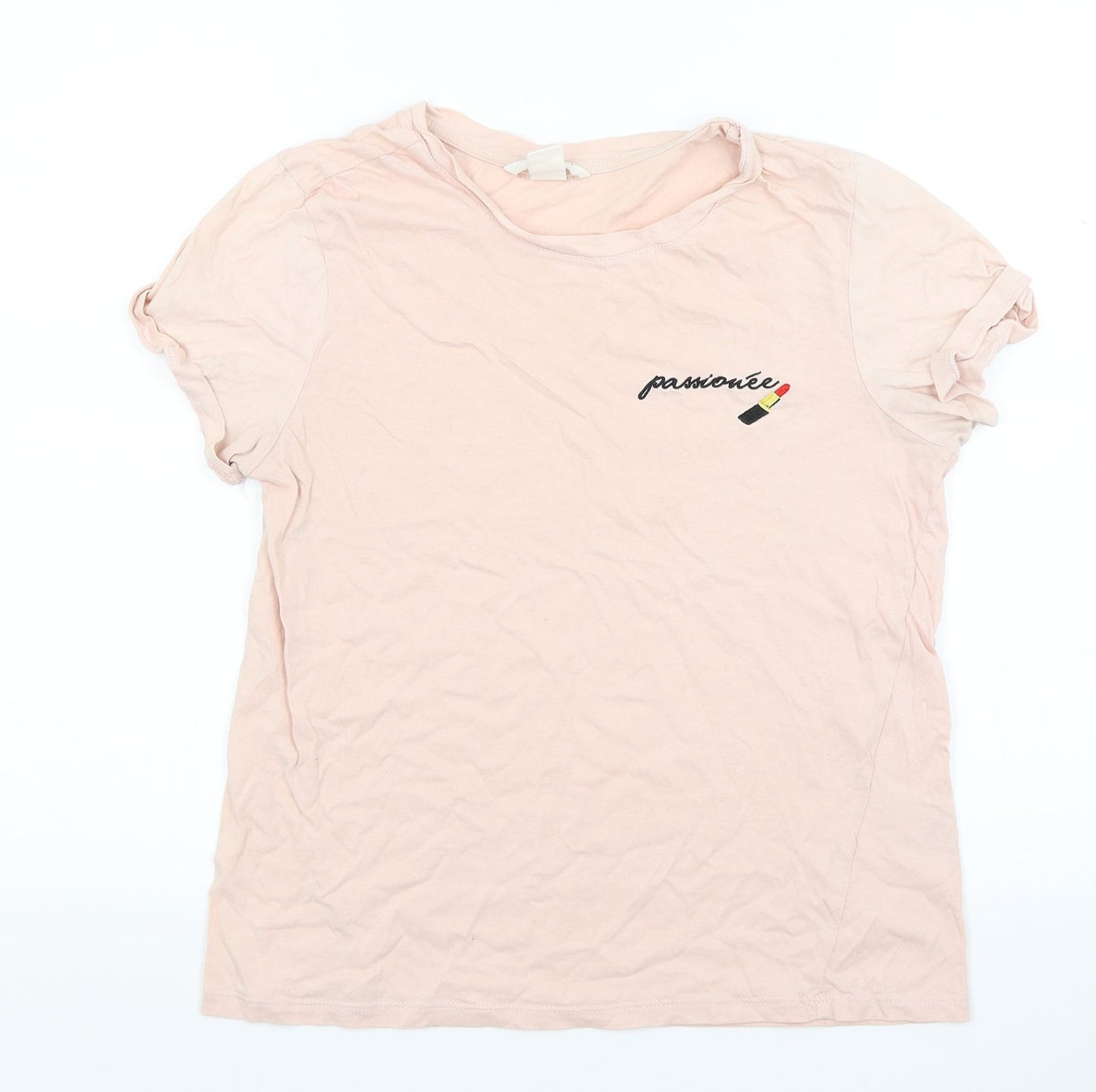 H&M Womens Beige  Jersey Basic T-Shirt Size XS