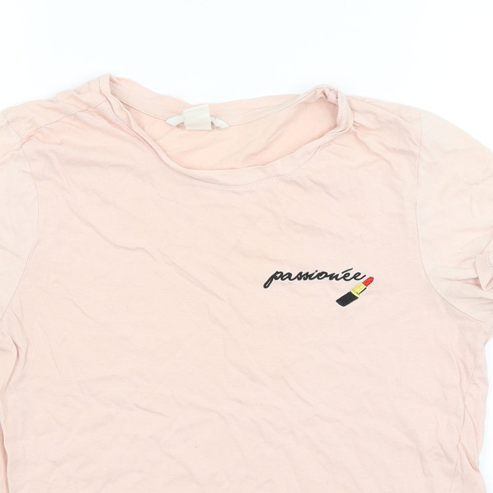 H&M Womens Beige  Jersey Basic T-Shirt Size XS