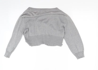 Preloved George Womens Grey  Knit Cardigan Jumper Size 14 - Back