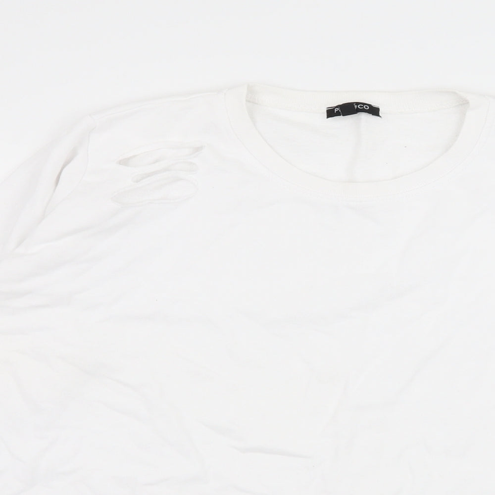 PEP & CO Womens White  Jersey Pullover Sweatshirt Size 14  - Distressed