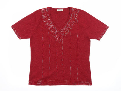 Preloved Berkertex Womens Red  Knit Basic T-Shirt Size 14 - Front