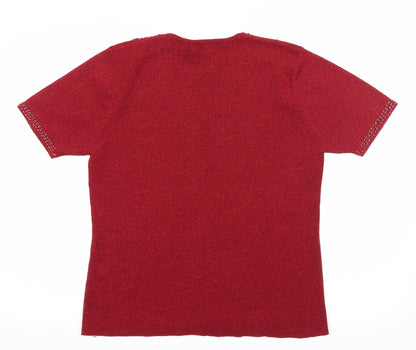 Preloved Berkertex Womens Red  Knit Basic T-Shirt Size 14 - Back
