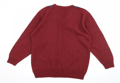 Preloved Carson Womens Red Striped Knit Pullover Jumper Size M - Back