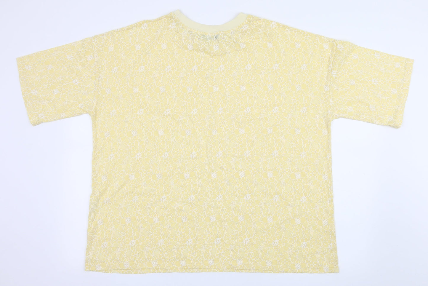 Glamourous Womens Yellow Floral Jersey Basic T-Shirt Size 10