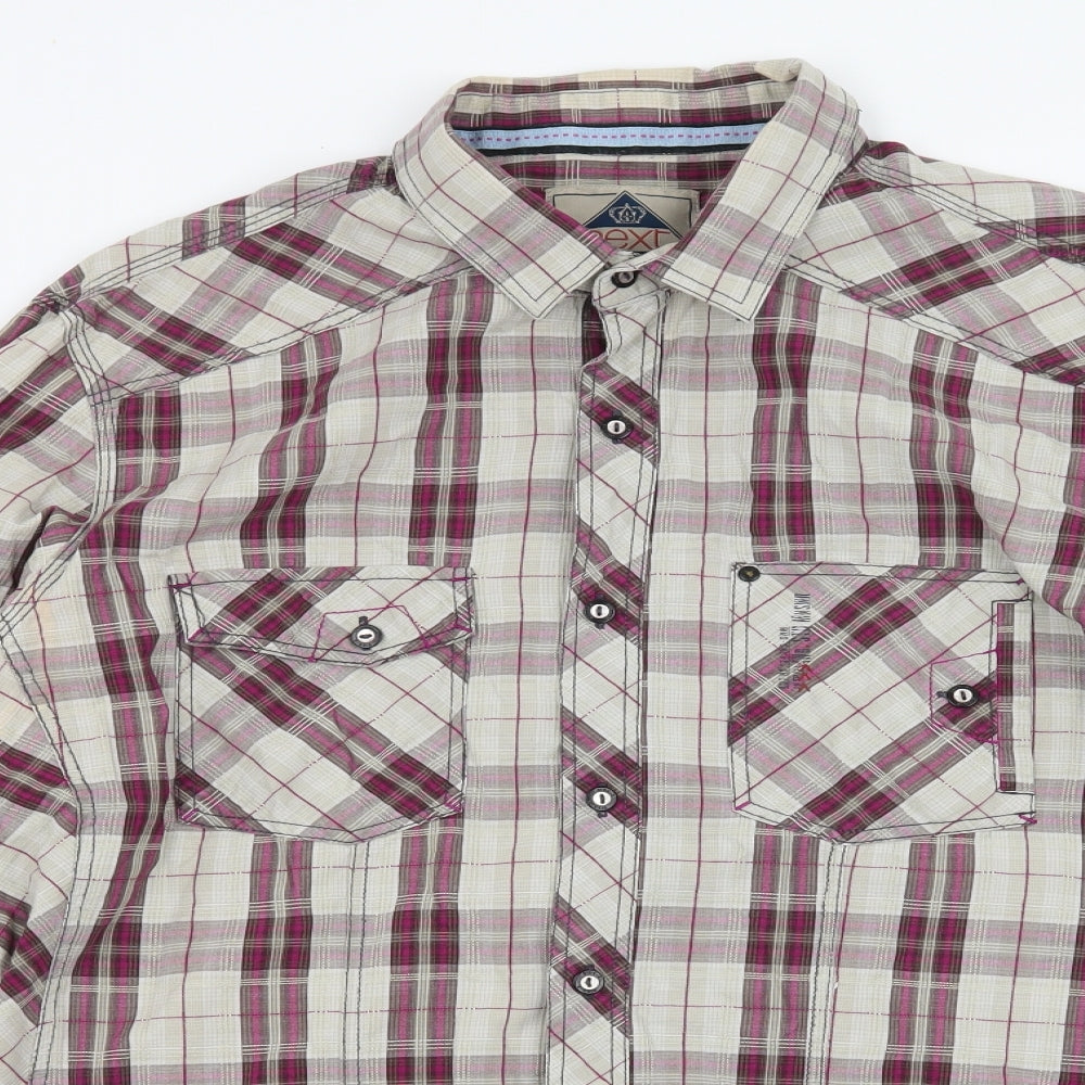 NEXT Mens Grey Check   Button-Up Size L