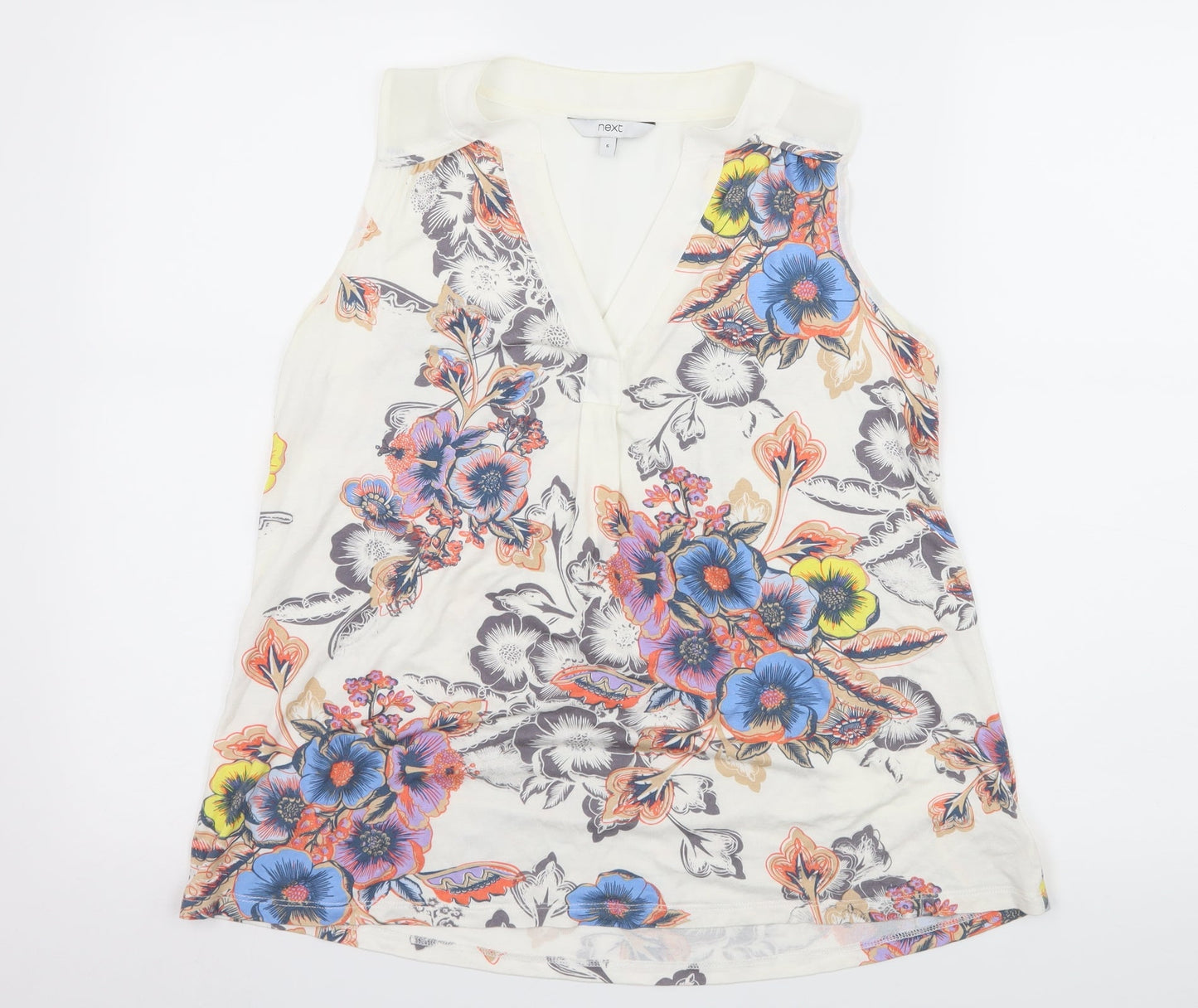 NEXT Womens Ivory Floral Jersey Basic T-Shirt Size 6
